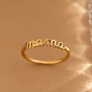 Mama Ring Gold Tone Statement Jewelry Gift for Mom Ring Size 6